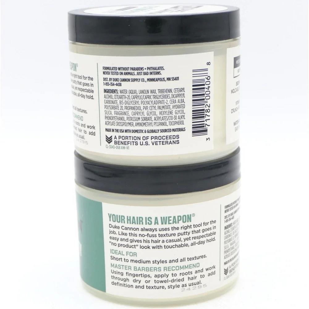 Duke Cannon Men's Dry Hold Texture Putty Medium Hold No Shine 2 Pack 4.6 oz Ea